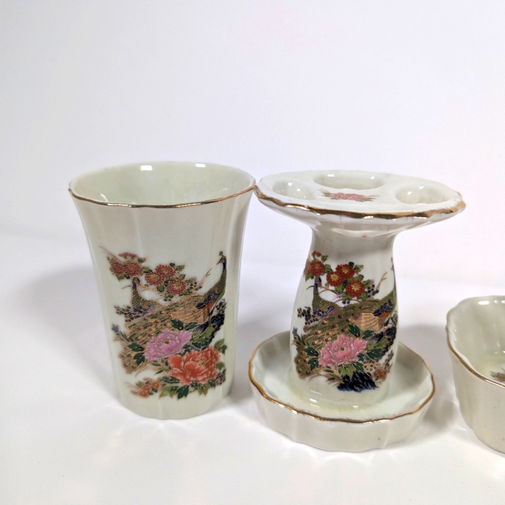 Floral Ceramic Bath Accessory Set - Picture 3 of 3
